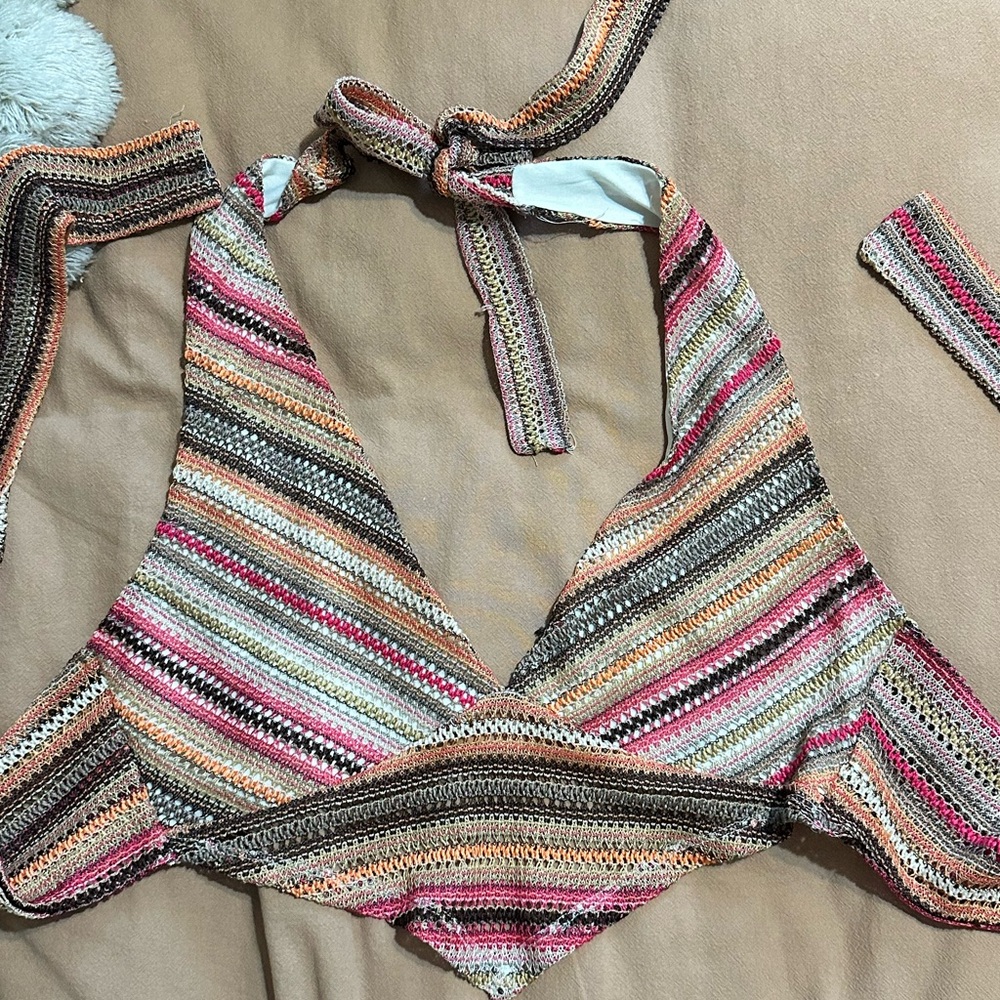 Multicolor halter top